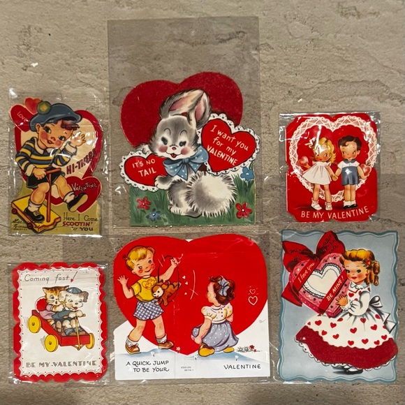 Vintage America Other - Vintage 1940’s-1960’s Set of 6 Valentine's Day Card